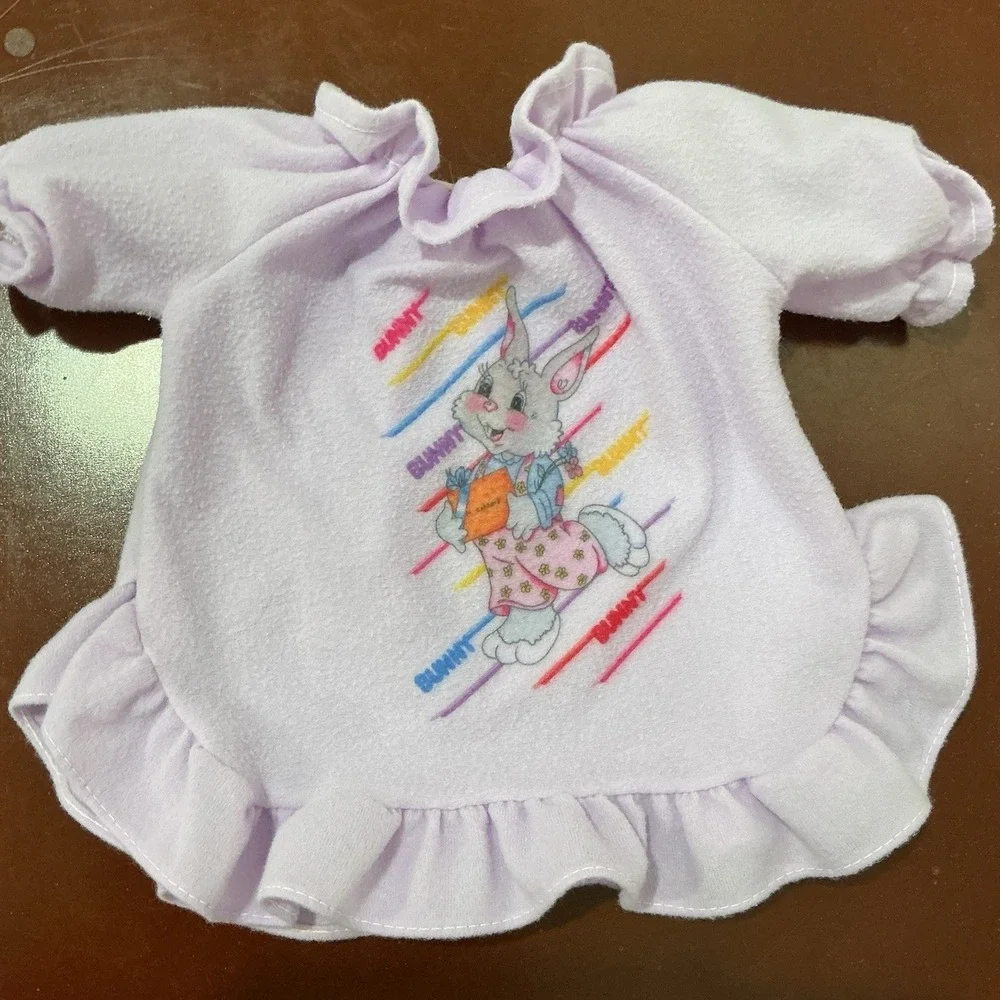 Vintage 80s Purple‎ Baby Doll Nightgown Bunny Ruffle Made In USA